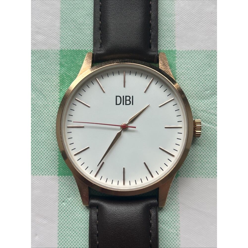 Dibi Rose Gold Tone Brown Band Quartz Watch